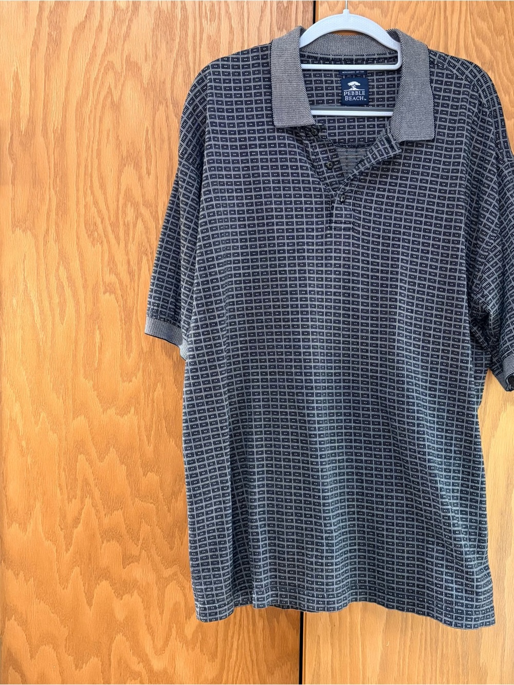 Pebble Beach Men's Black and Gray Geometric Polo